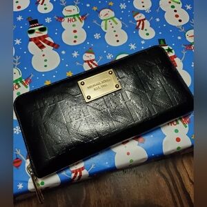 Michael Kors Patent Leather Zip Around Wallet